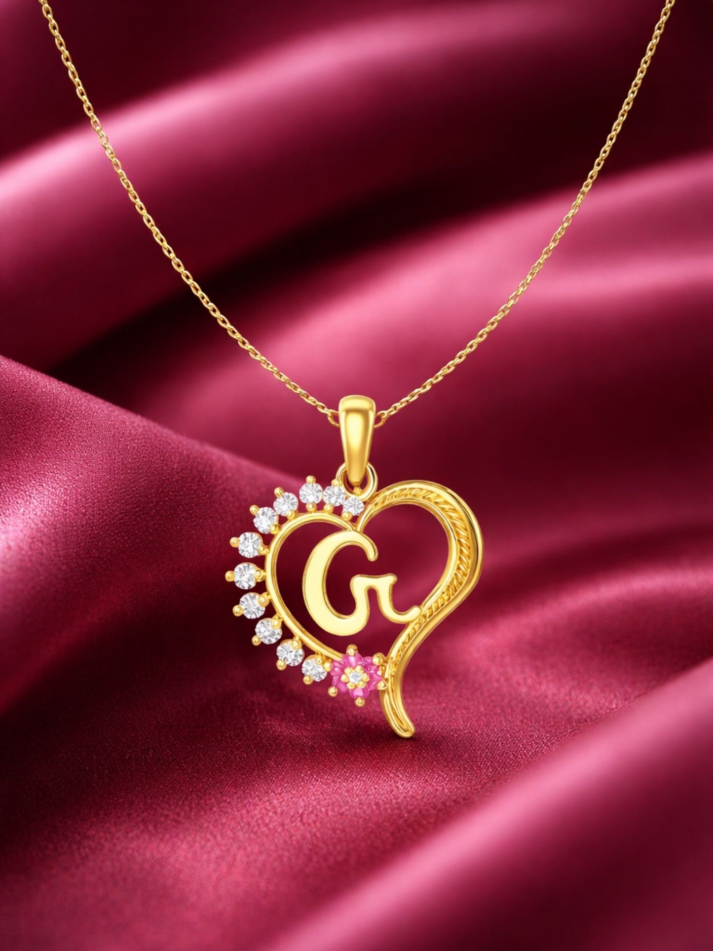 A To Z Letter Heart Initial Gold Short Necklace for Women