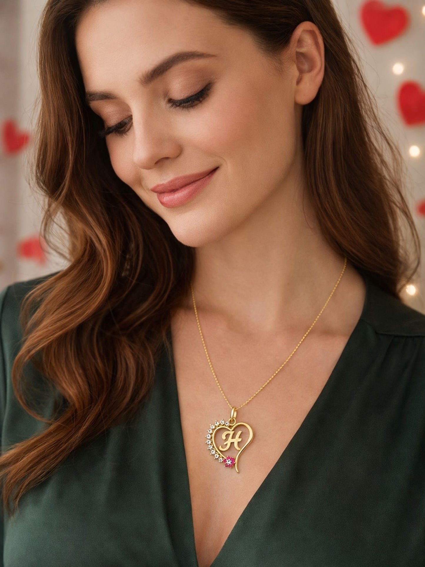 A To Z Letter Heart Initial Gold Short Necklace for Women