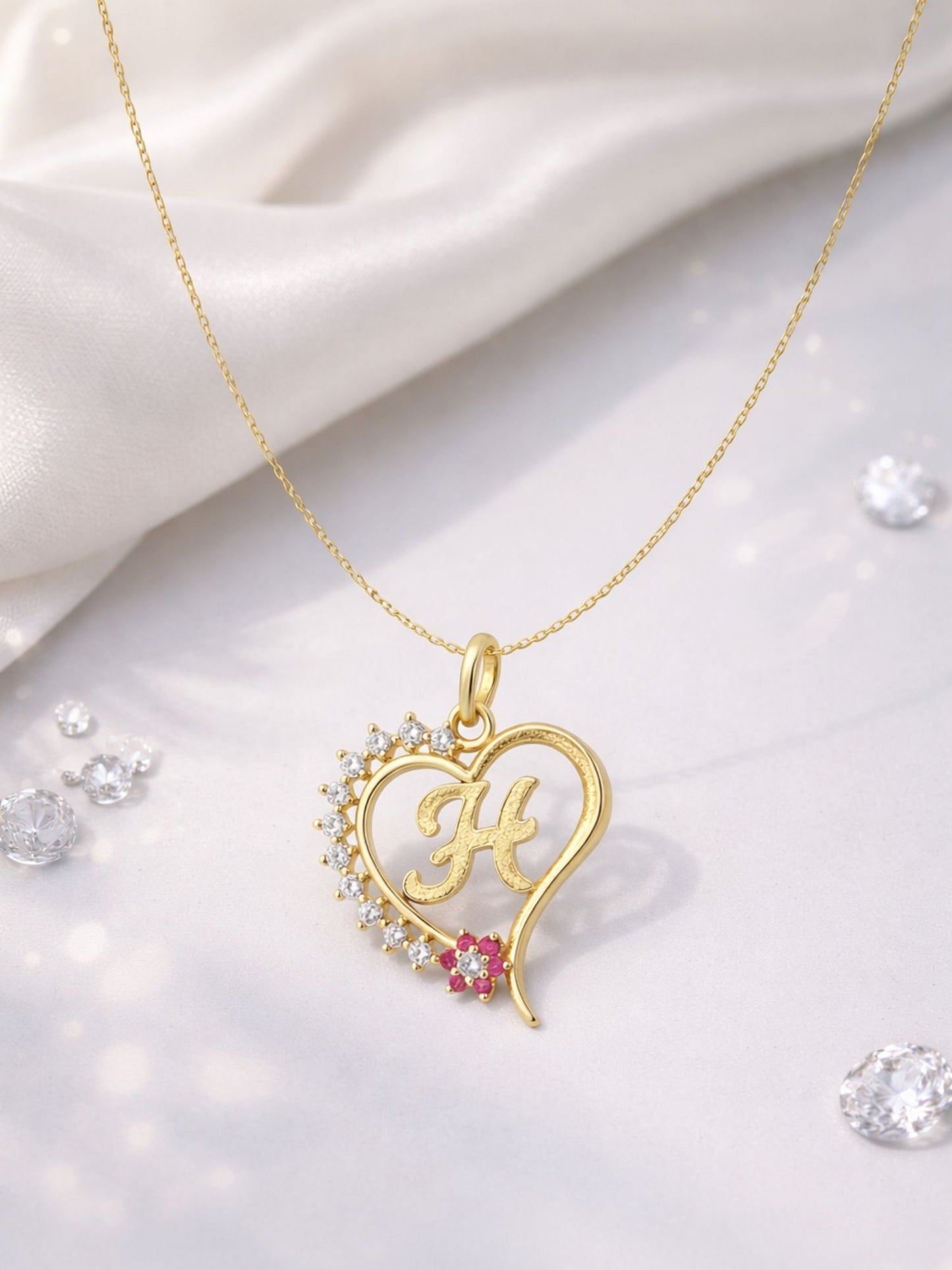 A To Z Letter Heart Initial Gold Short Necklace for Women