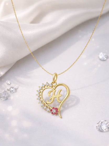 A To Z Letter Heart Initial Gold Short Necklace for Women