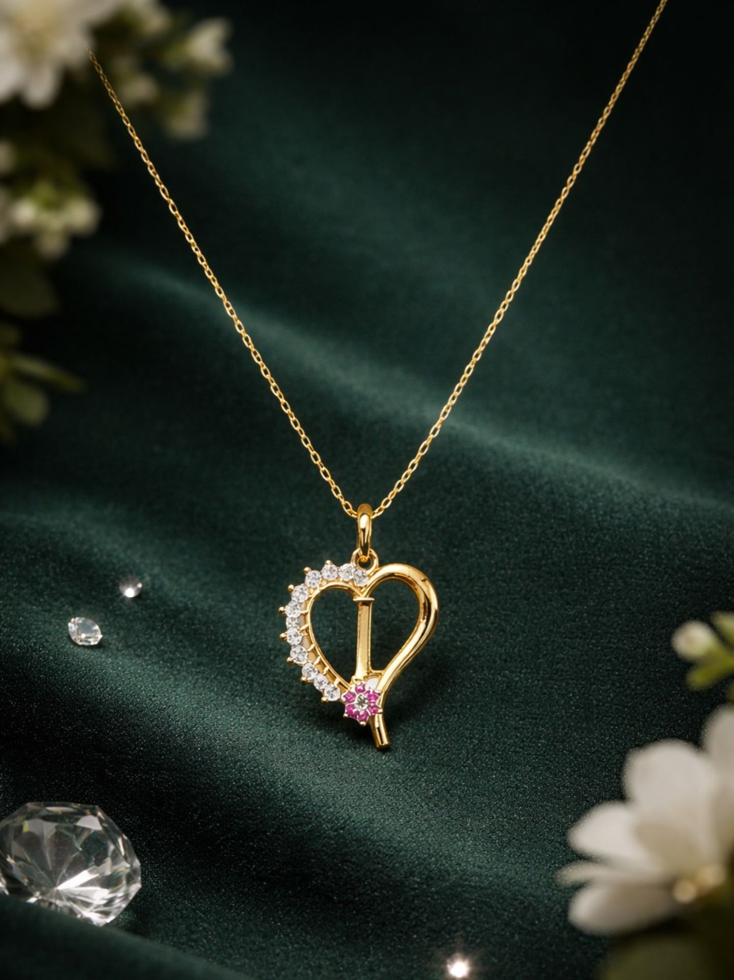 A To Z Letter Heart Initial Gold Short Necklace for Women