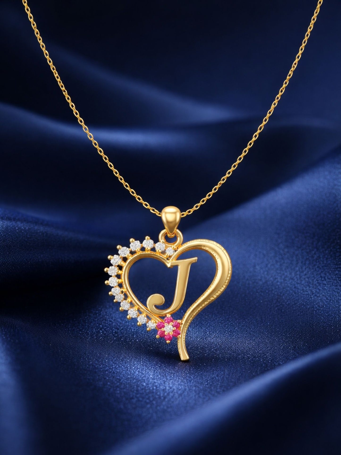 A To Z Letter Heart Initial Gold Short Necklace for Women