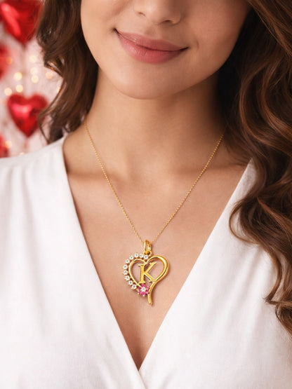 A To Z Letter Heart Initial Gold Short Necklace for Women