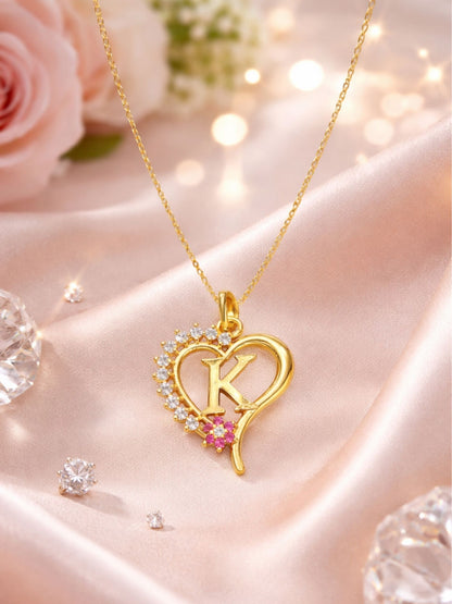 A To Z Letter Heart Initial Gold Short Necklace for Women