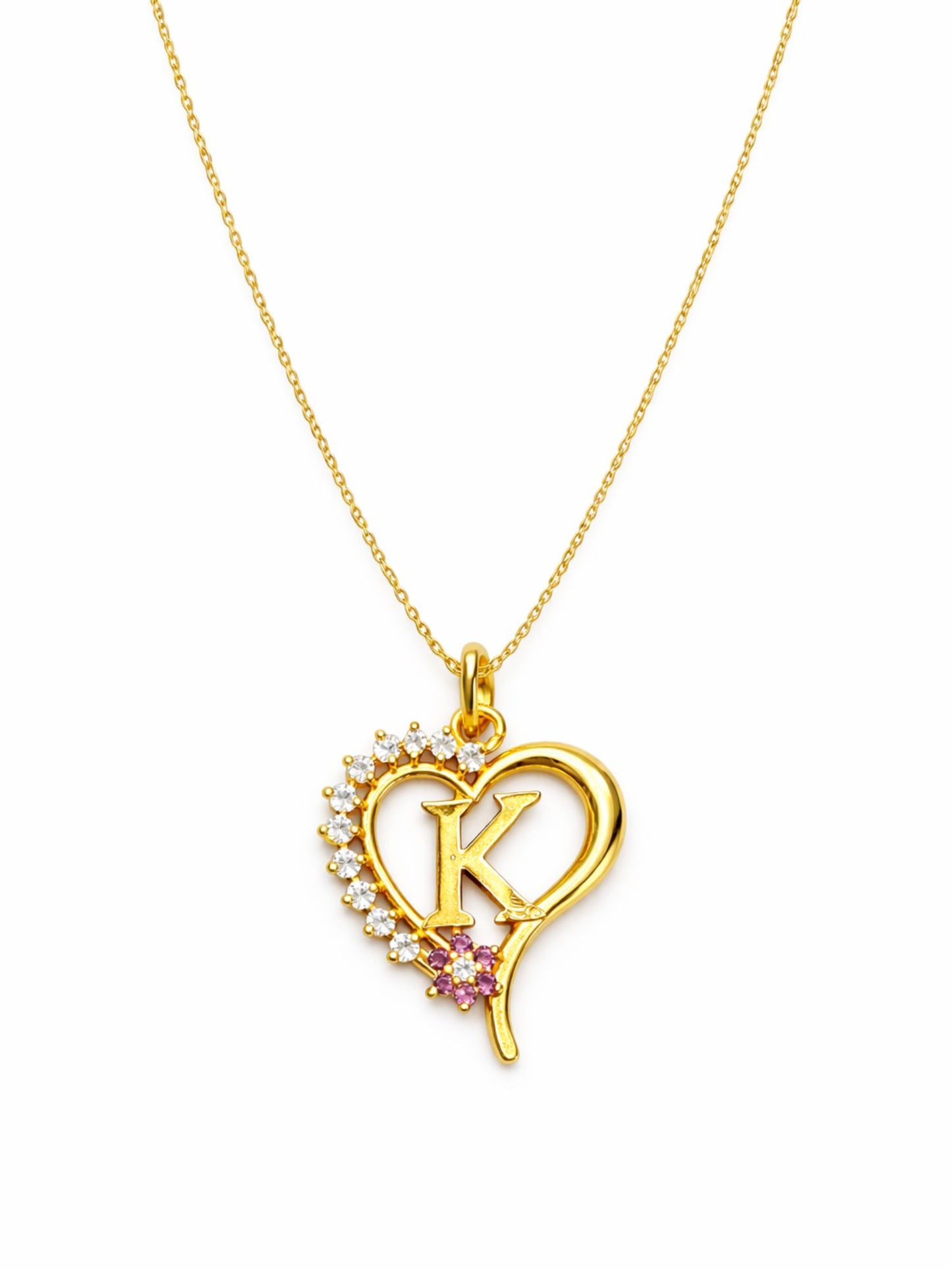 A To Z Letter Heart Initial Gold Short Necklace for Women