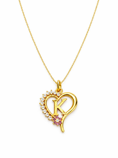 A To Z Letter Heart Initial Gold Short Necklace for Women