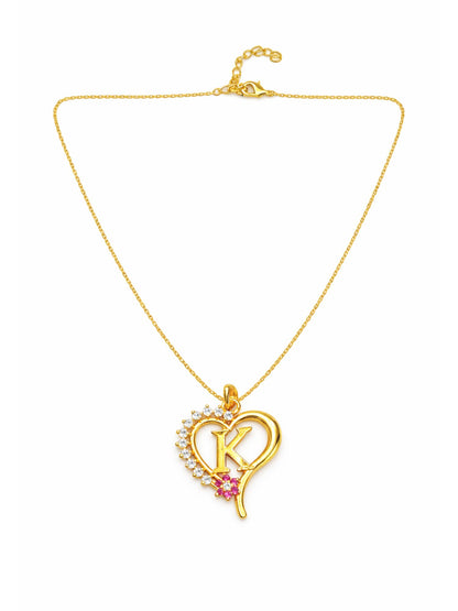 A To Z Letter Heart Initial Gold Short Necklace for Women