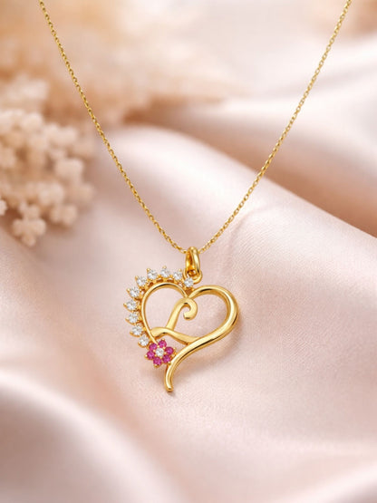 A To Z Letter Heart Initial Gold Short Necklace for Women