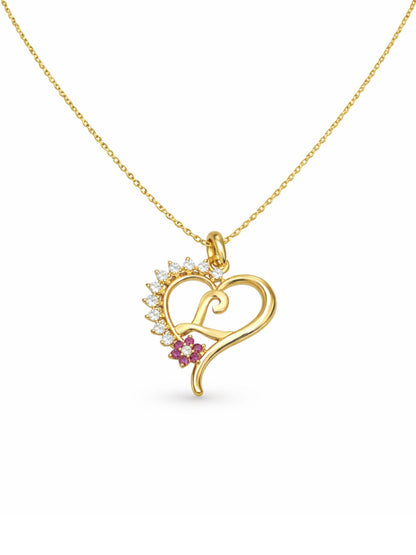 A To Z Letter Heart Initial Gold Short Necklace for Women