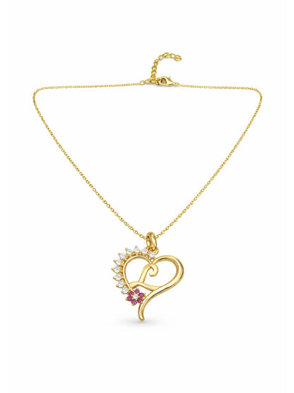 A To Z Letter Heart Initial Gold Short Necklace for Women
