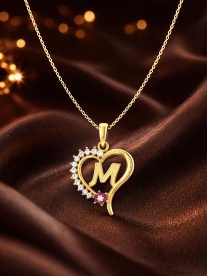 A To Z Letter Heart Initial Gold Short Necklace for Women