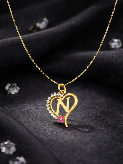 A To Z Letter Heart Initial Gold Short Necklace for Women