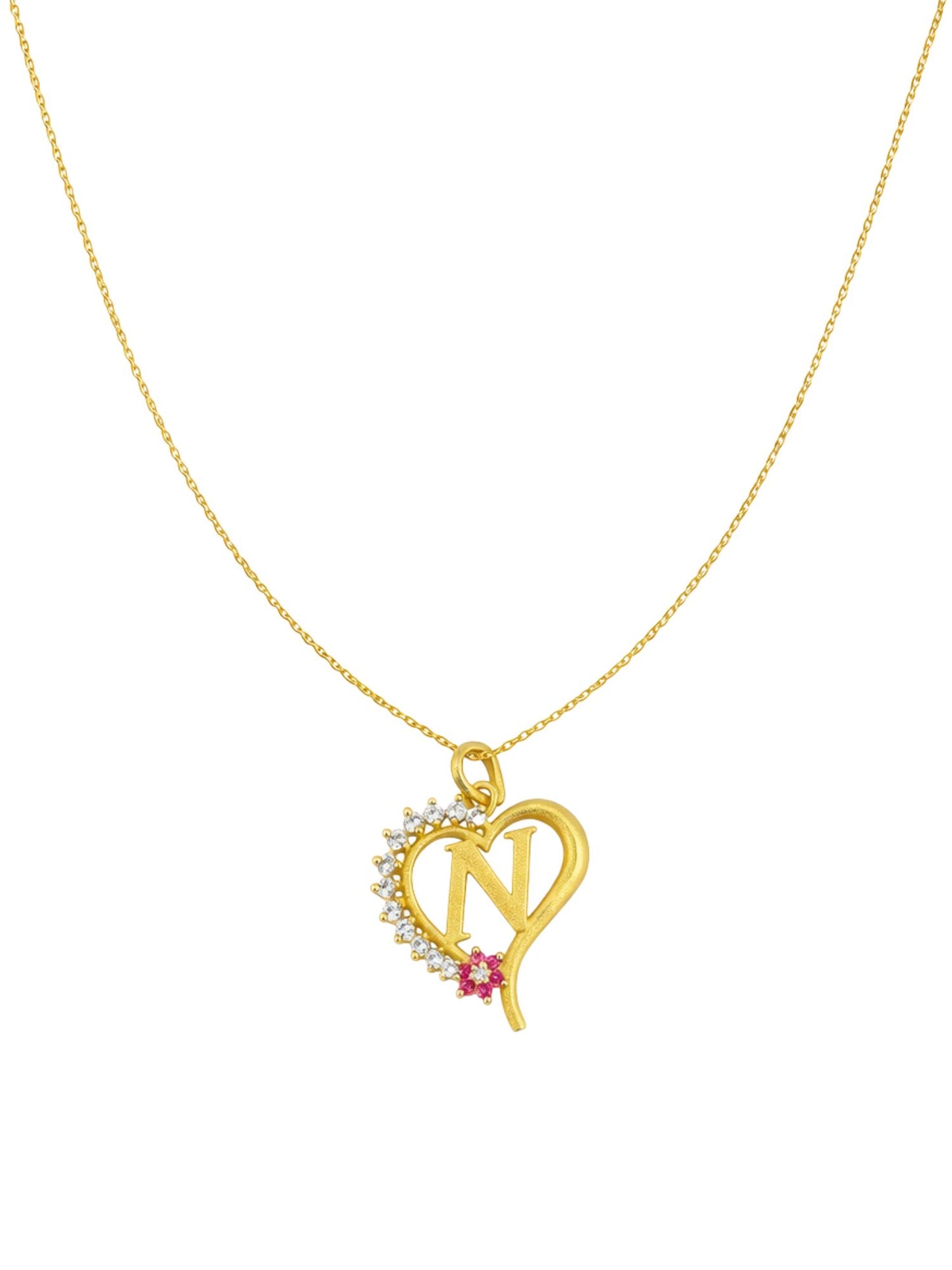 A To Z Letter Heart Initial Gold Short Necklace for Women