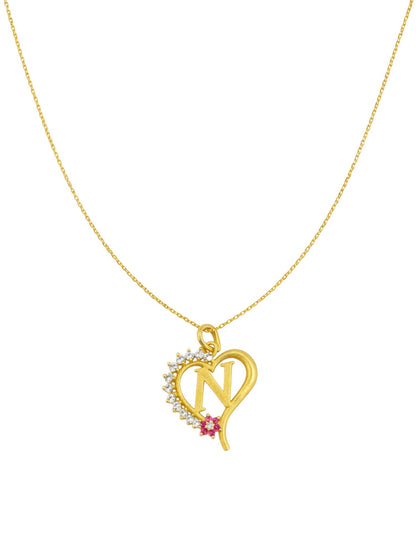 A To Z Letter Heart Initial Gold Short Necklace for Women