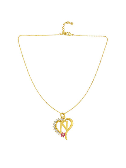 A To Z Letter Heart Initial Gold Short Necklace for Women