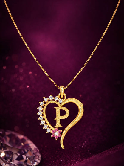 A To Z Letter Heart Initial Gold Short Necklace for Women