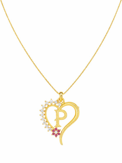 A To Z Letter Heart Initial Gold Short Necklace for Women