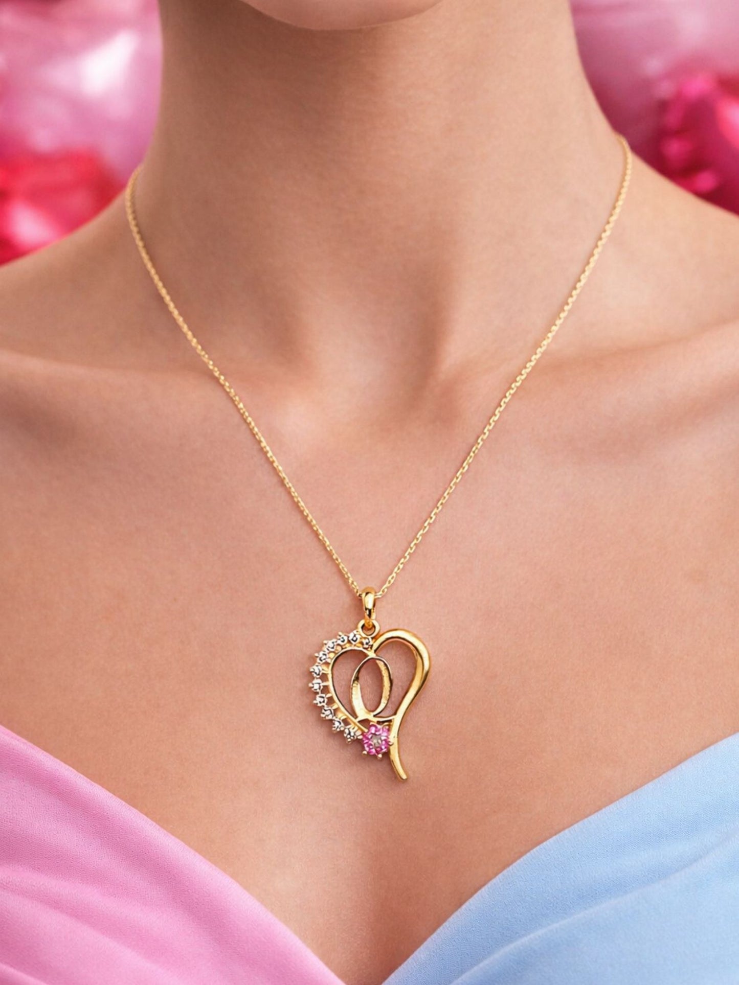 A To Z Letter Heart Initial Gold Short Necklace for Women