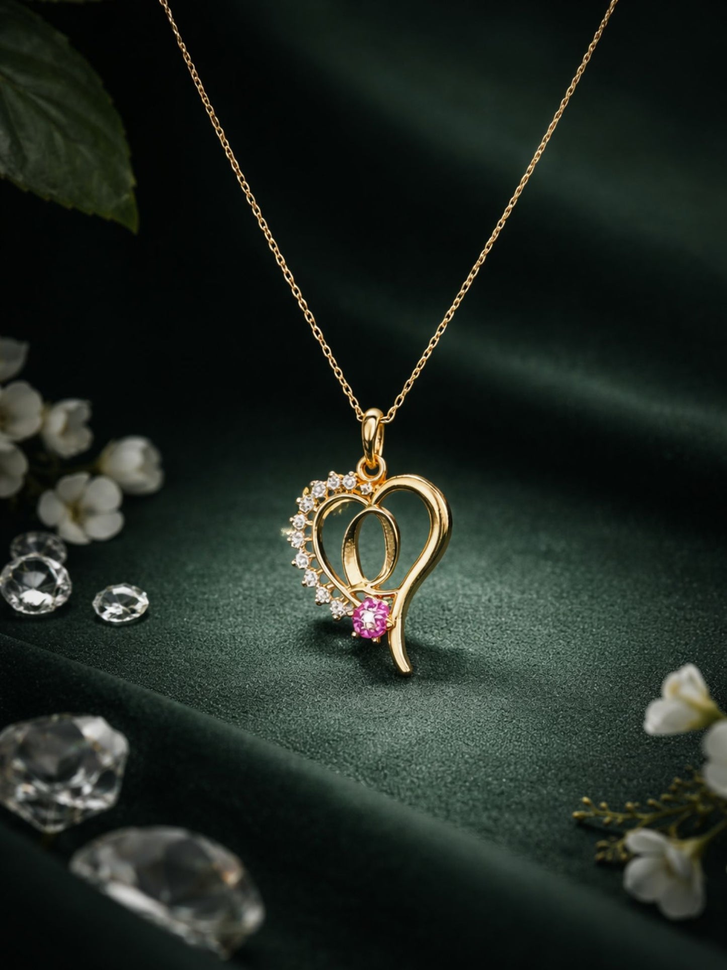 A To Z Letter Heart Initial Gold Short Necklace for Women