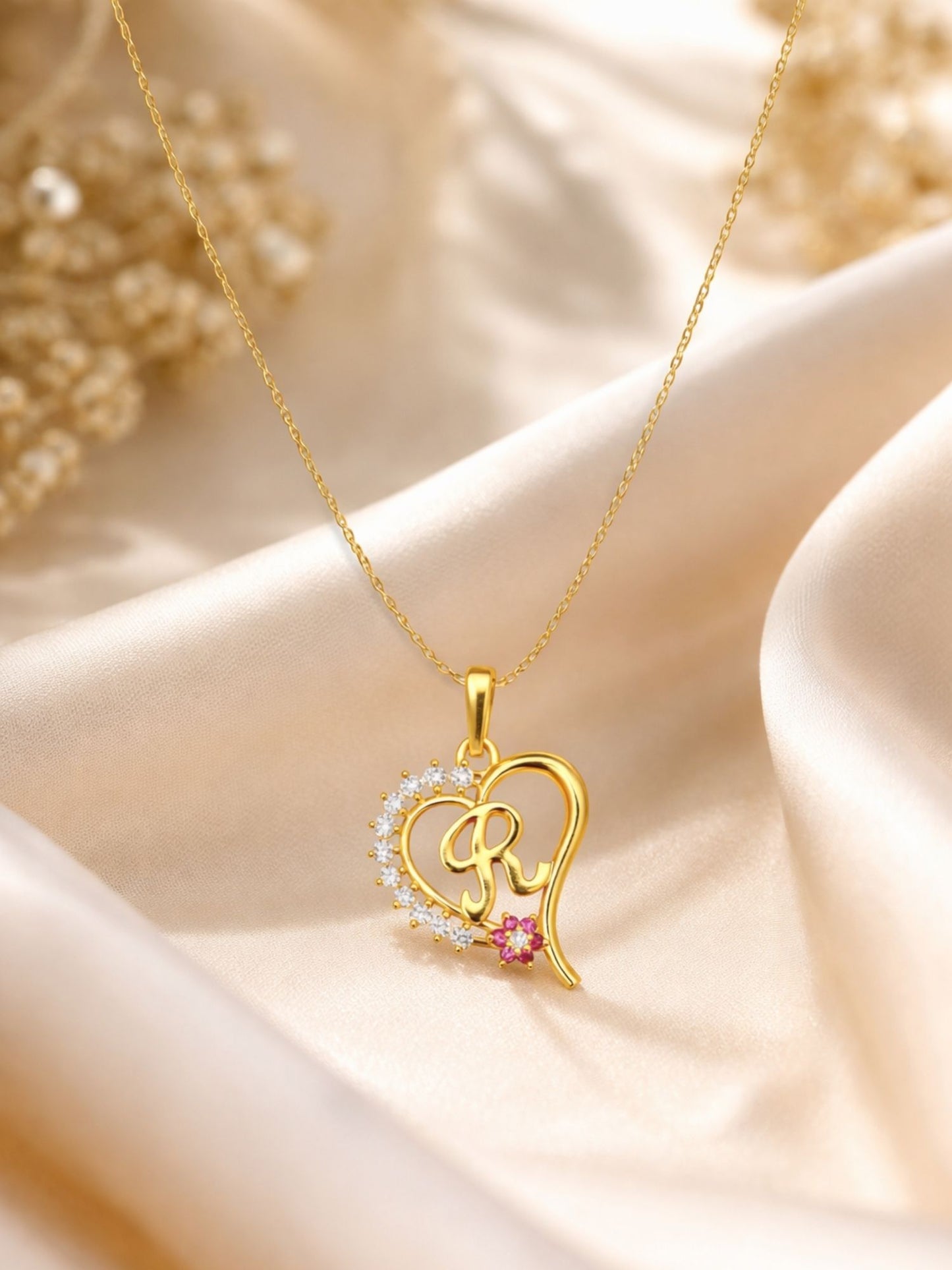 A To Z Letter Heart Initial Gold Short Necklace for Women