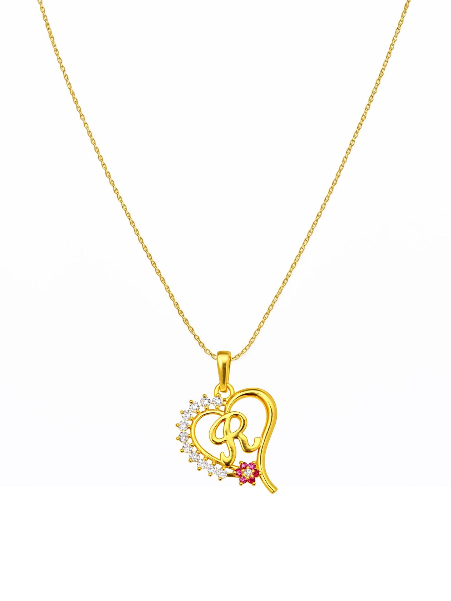 A To Z Letter Heart Initial Gold Short Necklace for Women