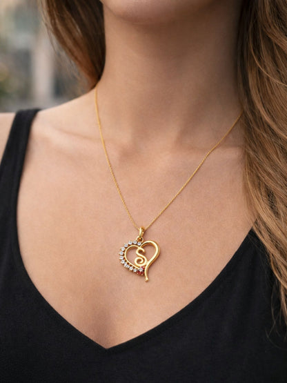 A To Z Letter Heart Initial Gold Short Necklace for Women