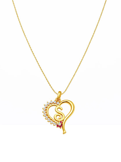 A To Z Letter Heart Initial Gold Short Necklace for Women