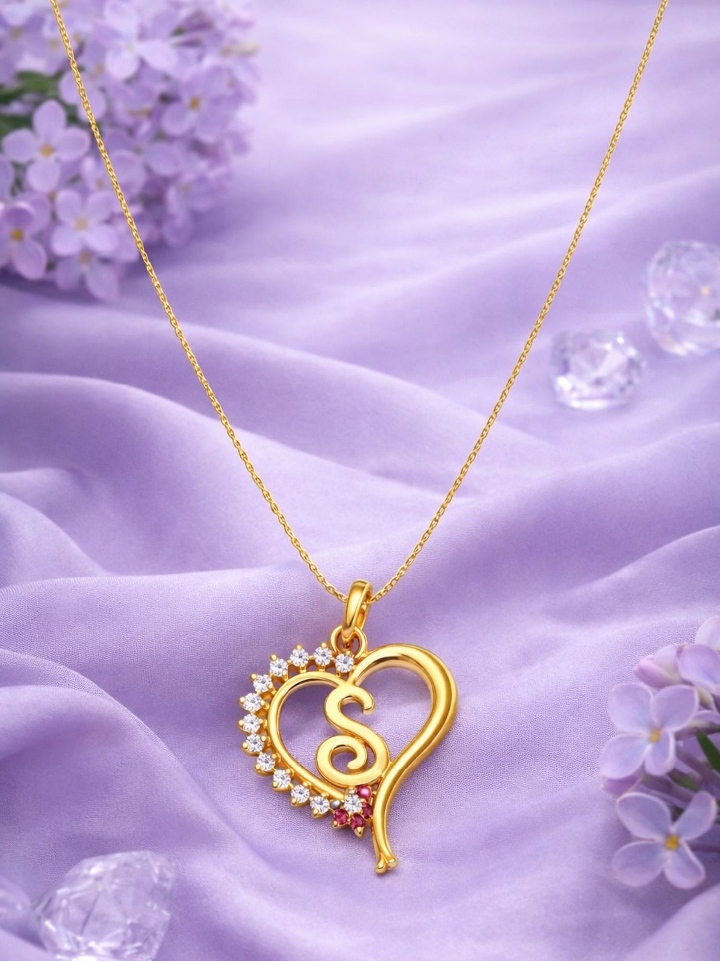 A To Z Letter Heart Initial Gold Short Necklace for Women