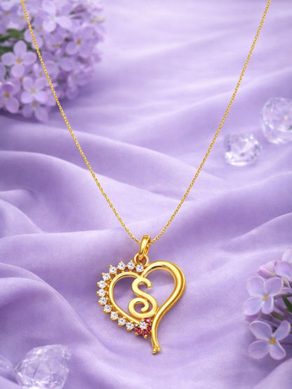 A To Z Letter Heart Initial Gold Short Necklace for Women