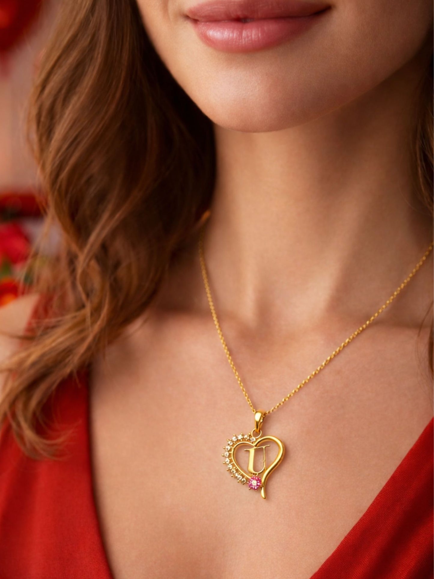 A To Z Letter Heart Initial Gold Short Necklace for Women