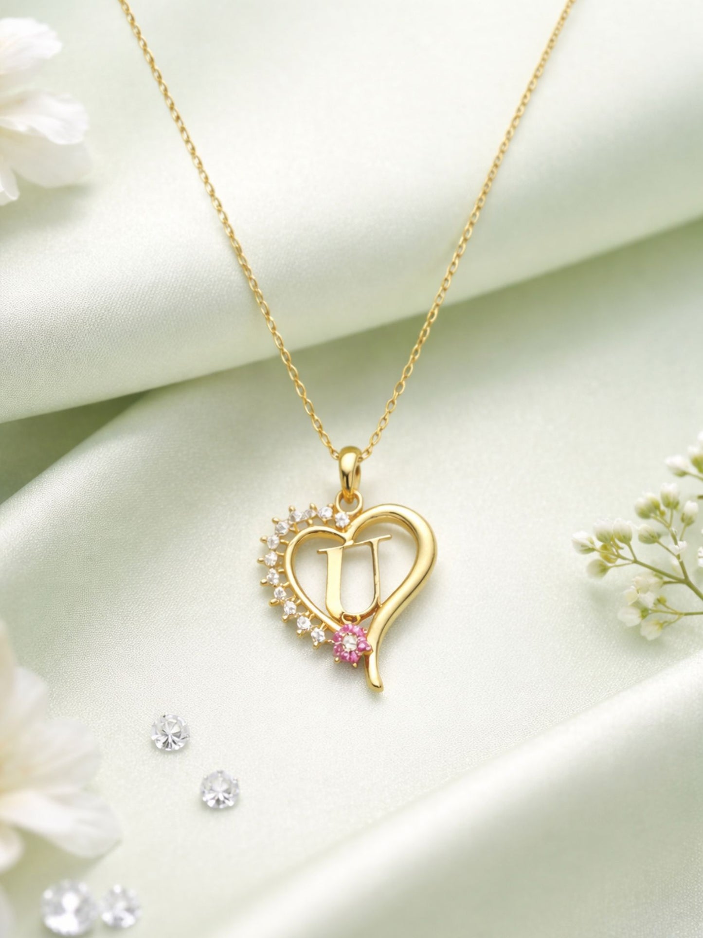 A To Z Letter Heart Initial Gold Short Necklace for Women