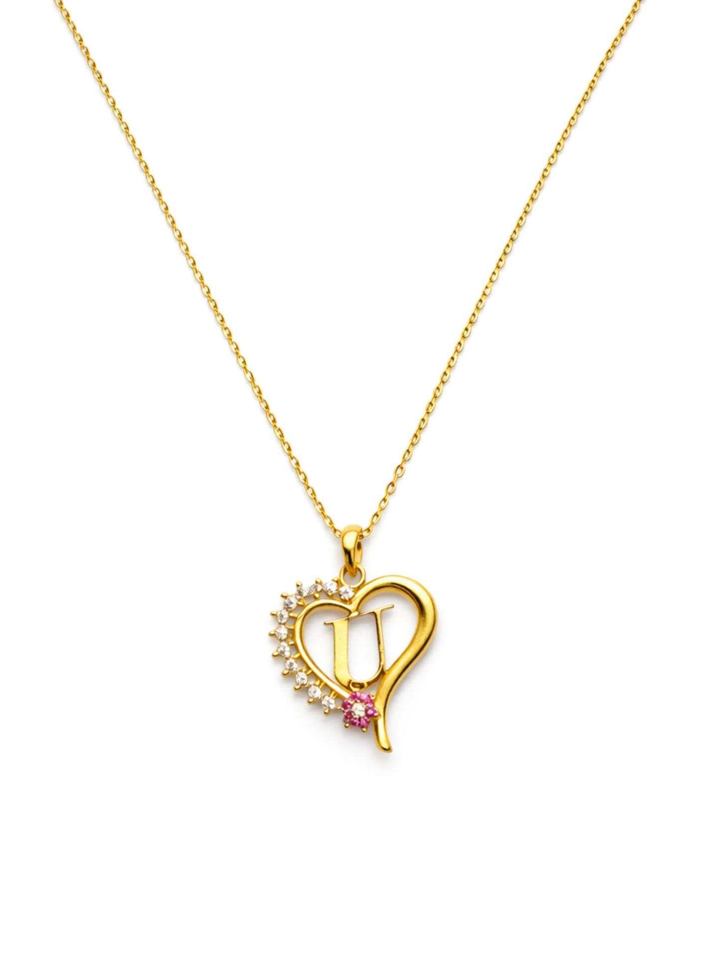 A To Z Letter Heart Initial Gold Short Necklace for Women