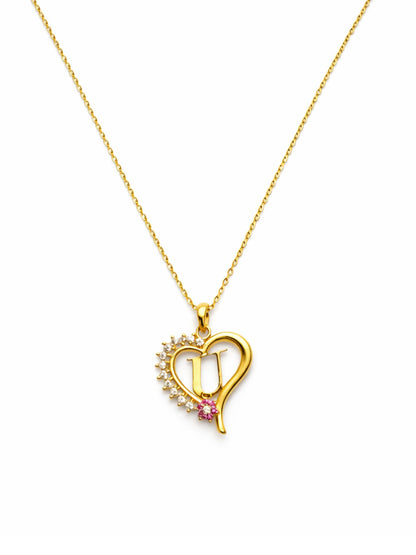 A To Z Letter Heart Initial Gold Short Necklace for Women