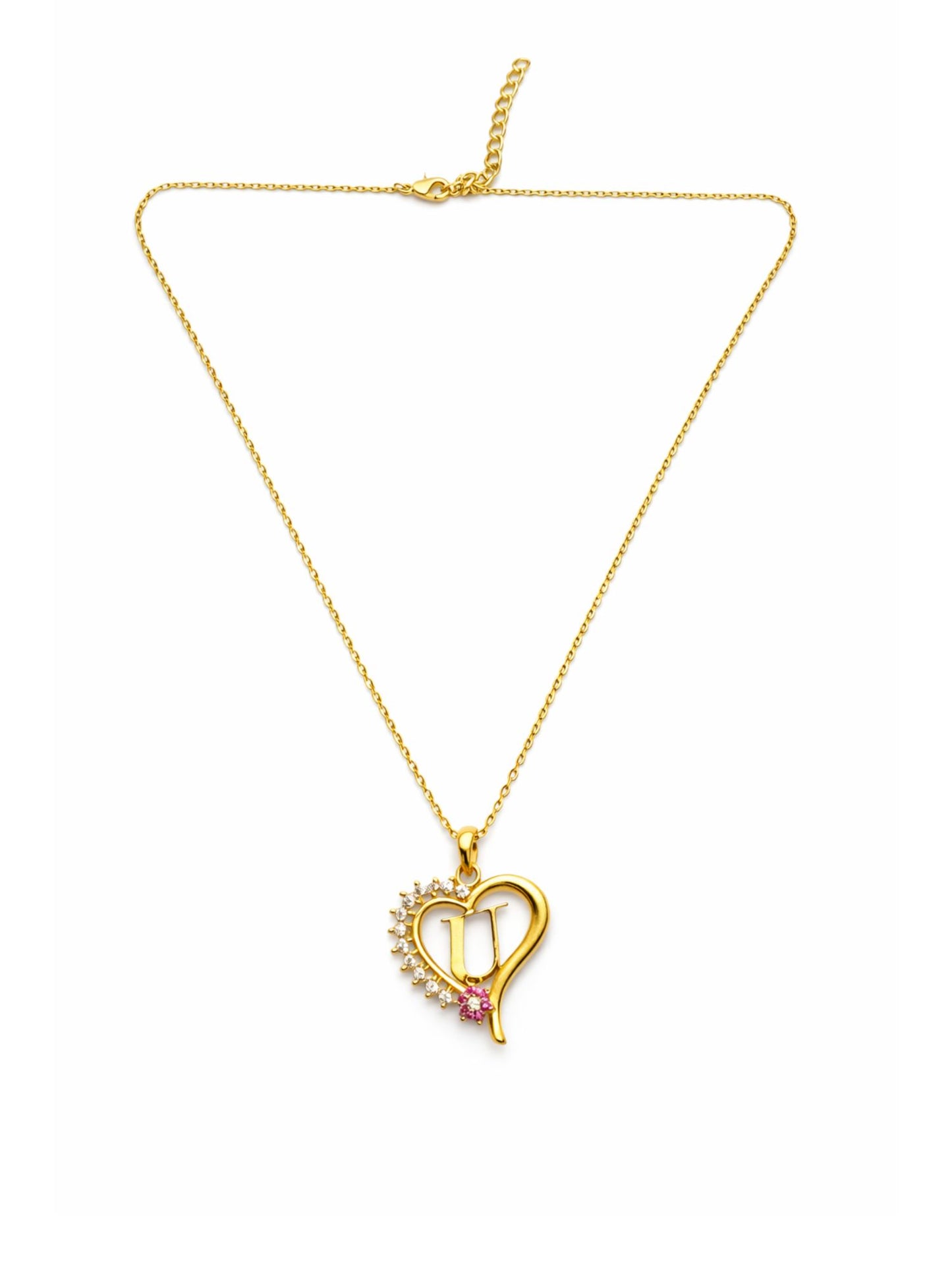 A To Z Letter Heart Initial Gold Short Necklace for Women
