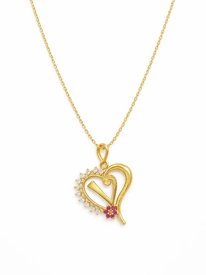 A To Z Letter Heart Initial Gold Short Necklace for Women