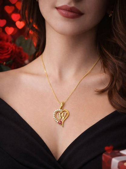A To Z Letter Heart Initial Gold Short Necklace for Women