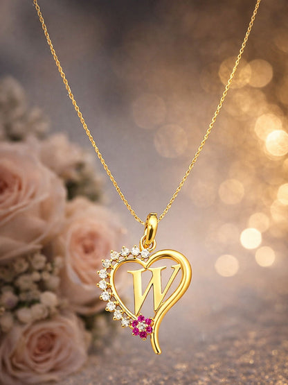 A To Z Letter Heart Initial Gold Short Necklace for Women