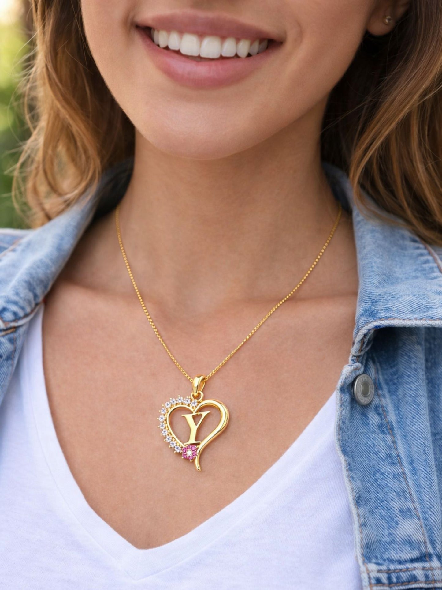 A To Z Letter Heart Initial Gold Short Necklace for Women