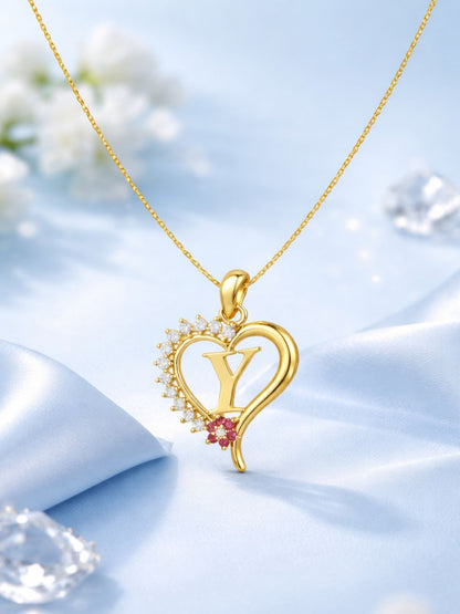 A To Z Letter Heart Initial Gold Short Necklace for Women