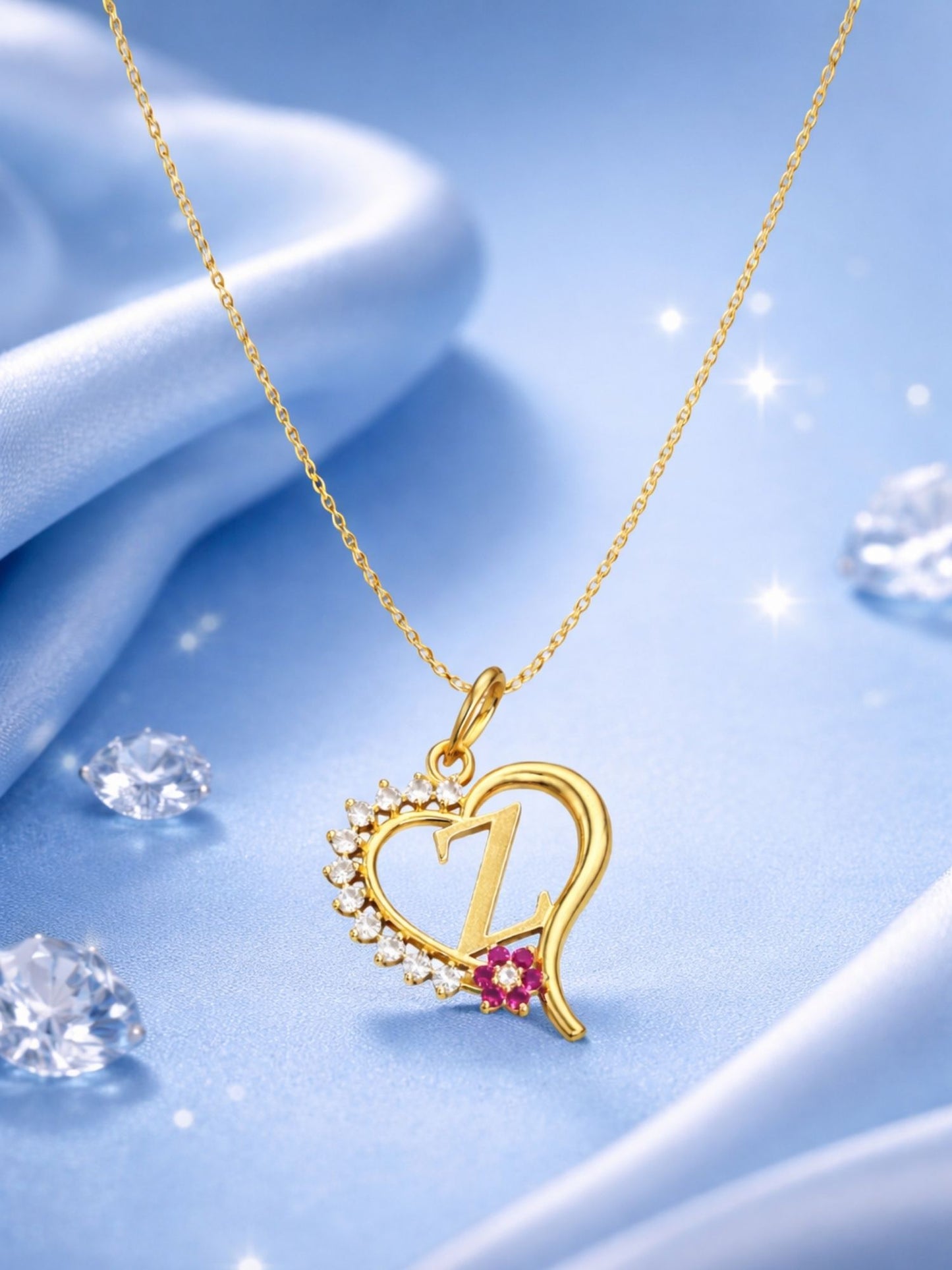 A To Z Letter Heart Initial Gold Short Necklace for Women