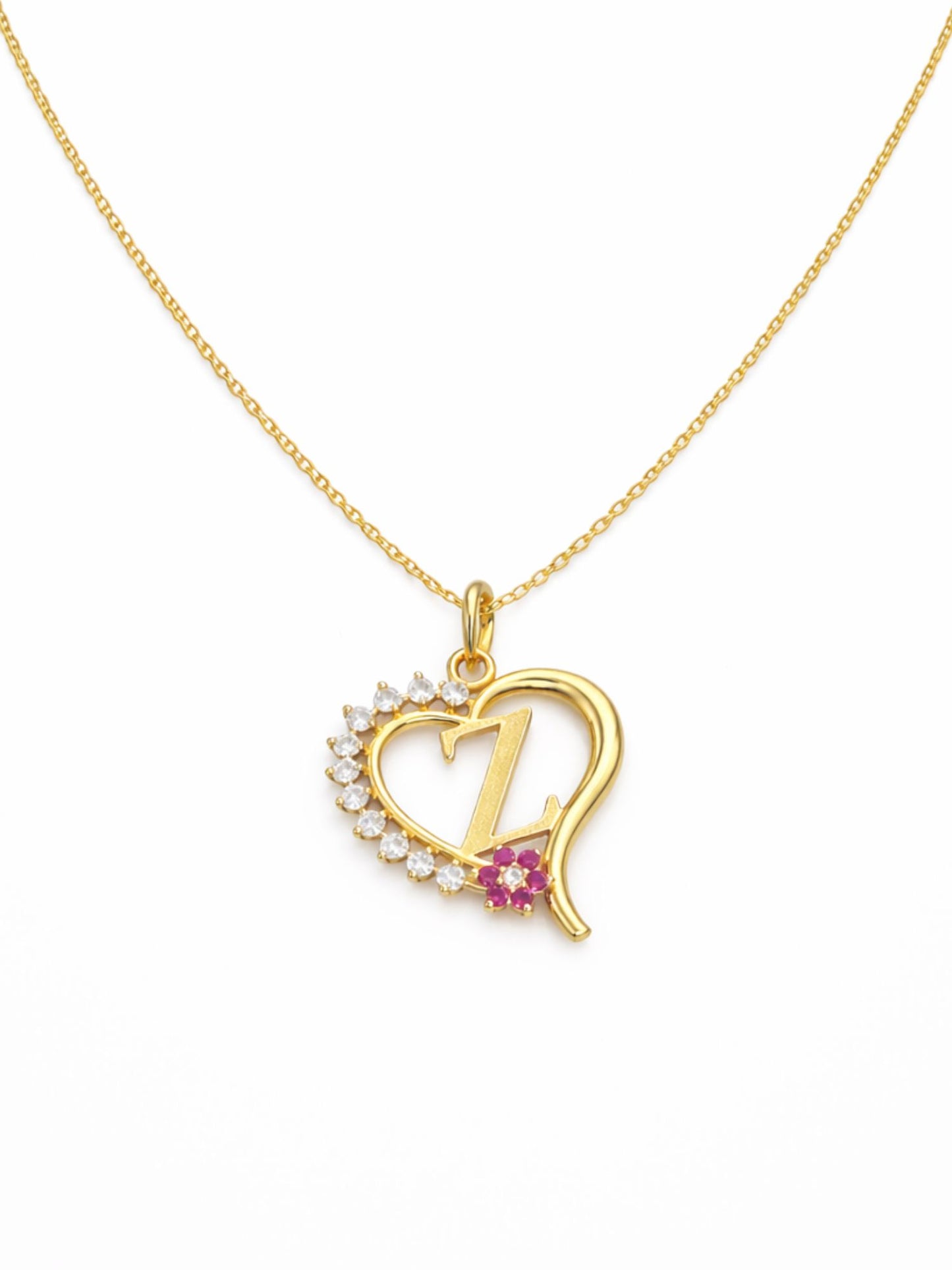 A To Z Letter Heart Initial Gold Short Necklace for Women