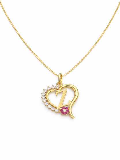 A To Z Letter Heart Initial Gold Short Necklace for Women