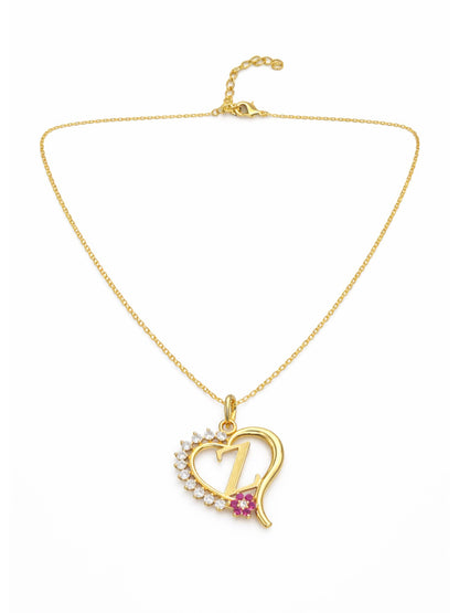 A To Z Letter Heart Initial Gold Short Necklace for Women