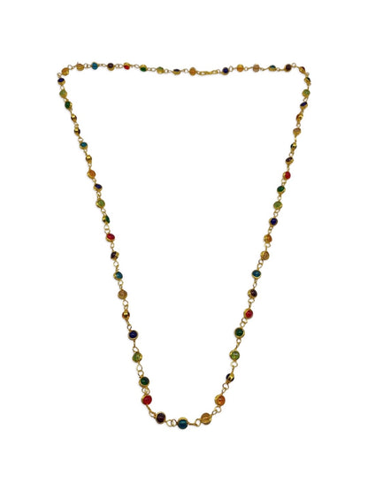 Gold Plated Long Multicolor Stone Mala