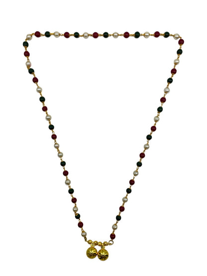 Gold Beads & Pearl Mala/Chain Necklace