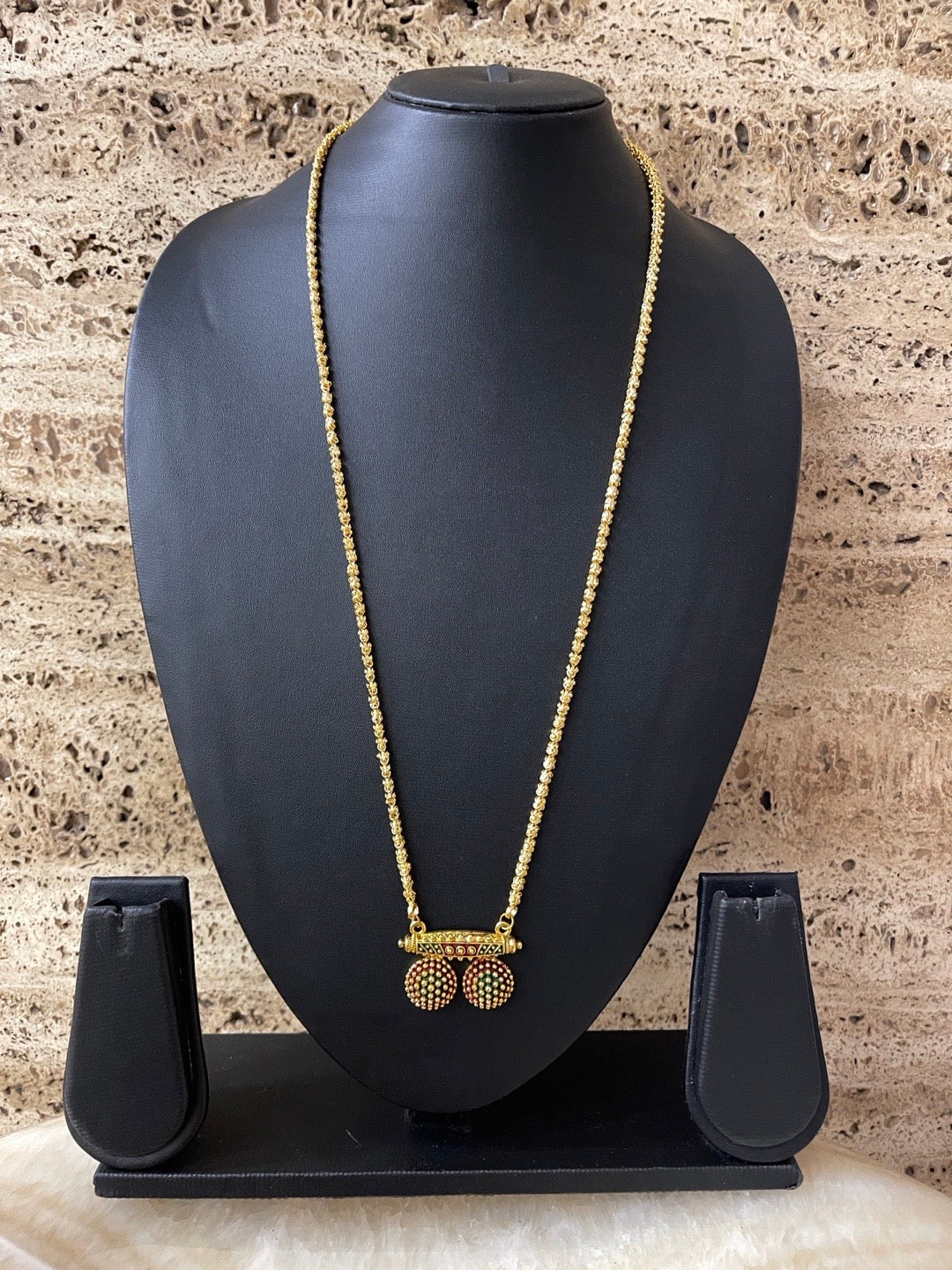 Gold Plated Multicolor Two Vati Necklace