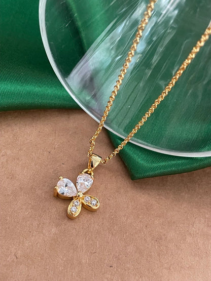 American Diamond Flower Pendant Necklace