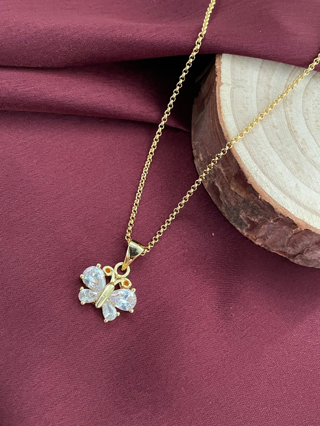 AD Butterfly Pendant Necklace