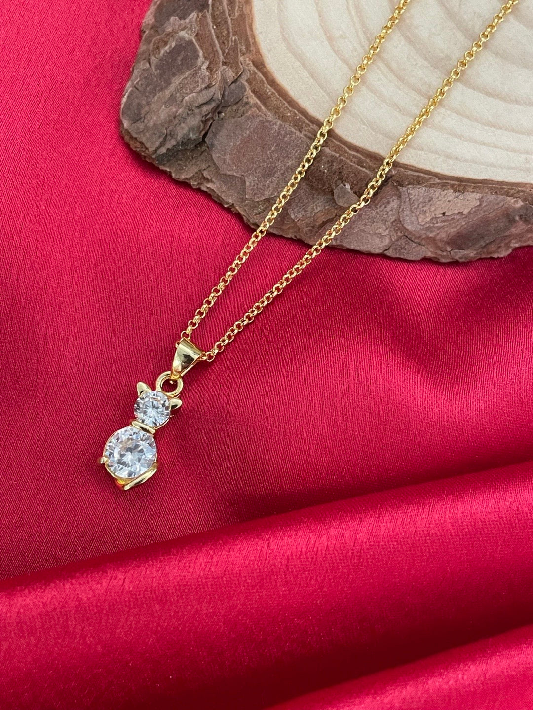 American Diamond Cat Pendant Necklace