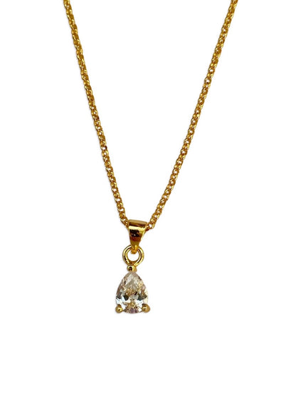 Solitaire American Diamond Drop Pendant Necklace